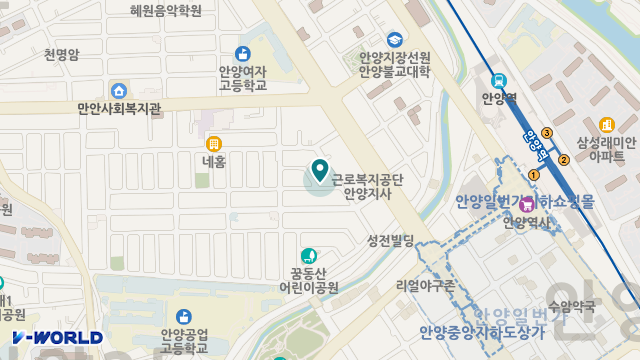 안양은빛노인복지센터 위치 지도